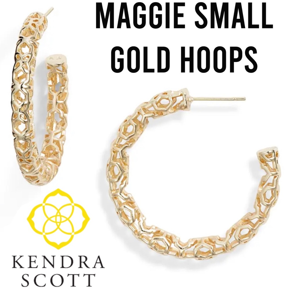 🚫SOLD🚫 KENDRA SCOTT GOLD MAGGIE FILIGREE HOOPS HOOP EARRINGS EVERYDAY LIGHT